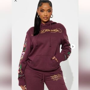 Ed Hardy Orchids Oversized Hoodie Size 1X (NWOT)
